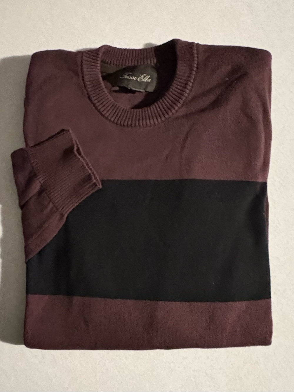Men's Maroon and Black Colorblock Crewneck Sweater